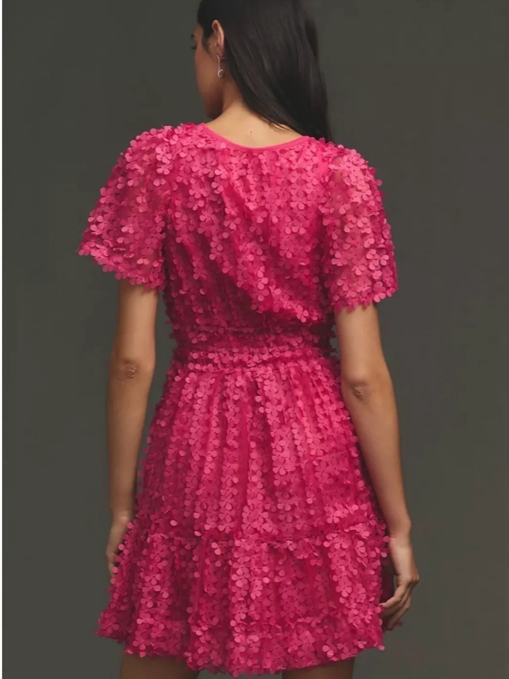 NWT Anthropologie Pink Somerset Floral Appliqué Mini Dress  XLP Stunning! - Picture 2 of 8